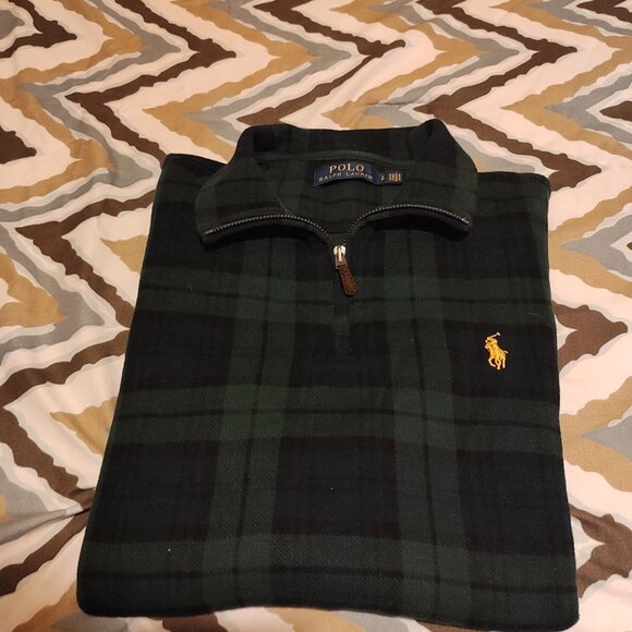 Pull Ralph Lauren Half zip vintage à carreaux Homme Taille S - Picture 2 of 6